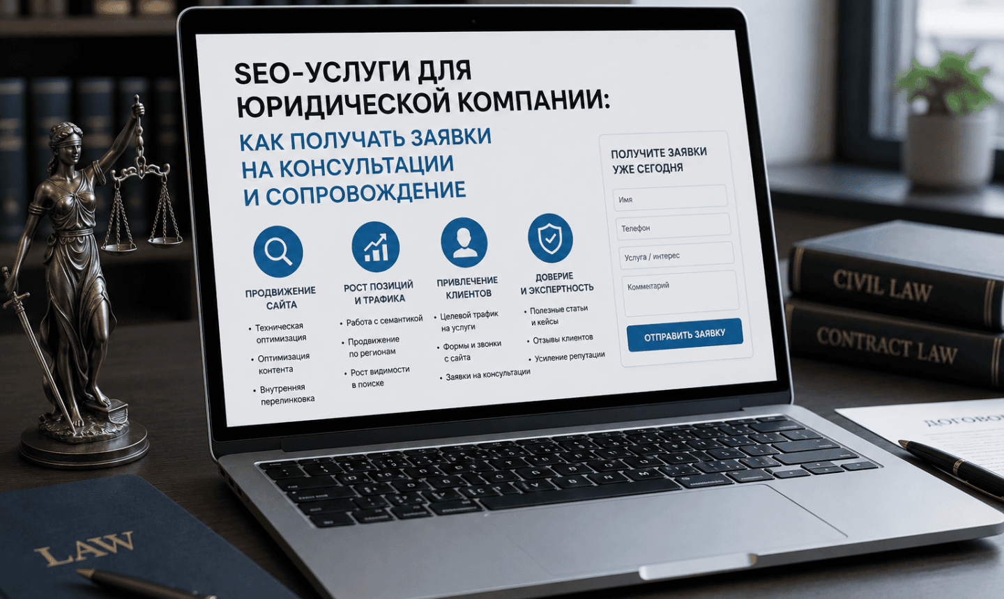 Продвижение юридического сайта для заявок на консультации