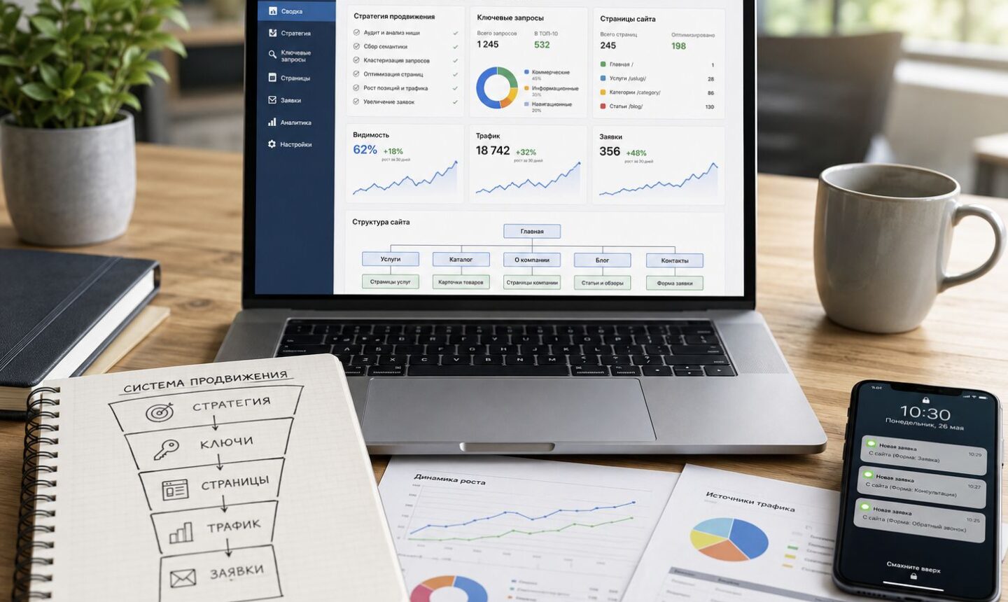 SEO-стратегия сайта с подбором ключей и структурой страниц