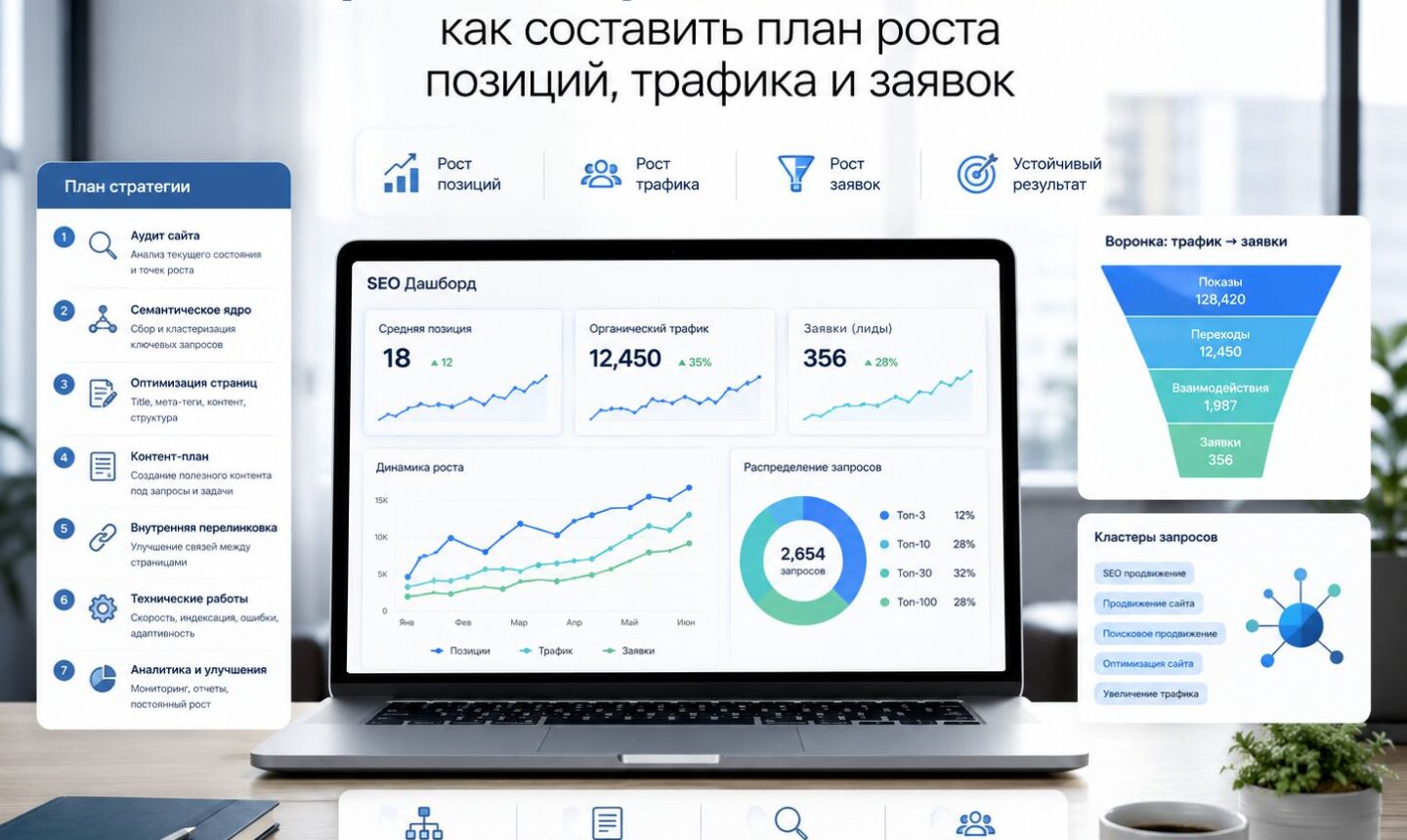 Стратегия продвижения сайта для роста позиций, трафика и заявок