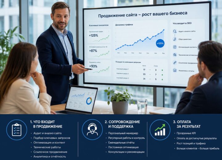 SEO-сопровождение сайта компании с аналитикой и заявками